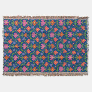 Rangoli Flores Bolinhas no cobertor azul