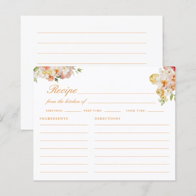 Ranunculus Bridal Shower Recipe Card (Frente/Verso)