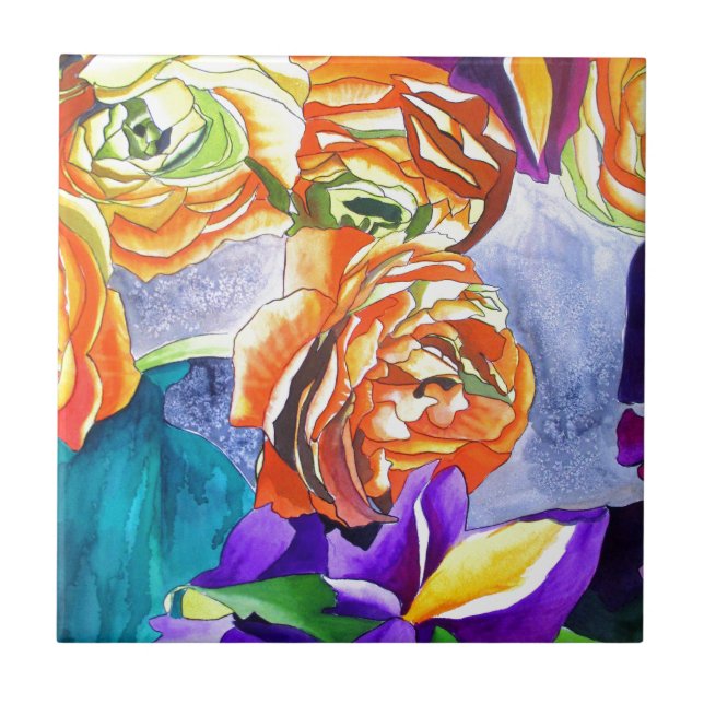 Ranunculus e Iris watercolor art (Frente)