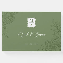 Ranunculus Line Art Monogramas Livro de Convidados