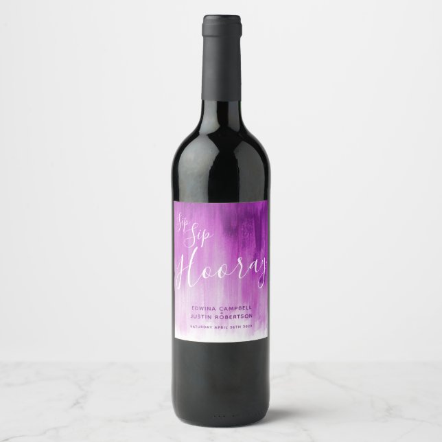 Rapariga casamentos rótulos de vinho roxo malva (Frente)