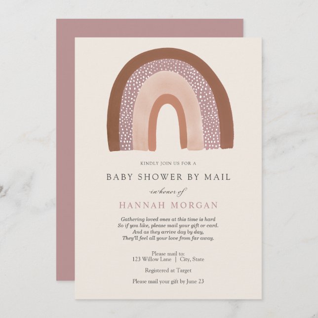 Rapariga Chá de fraldas Arco-Íris por Convite de C (Frente/Verso)