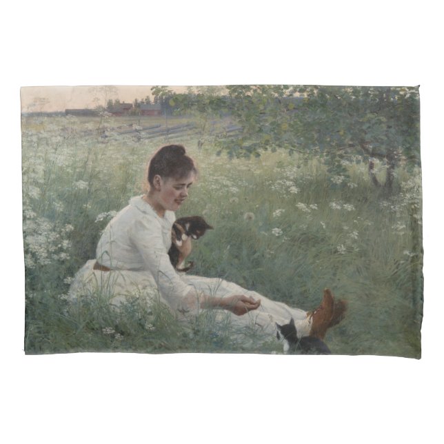 Rapariga com Gatos na Paisagem de Verão (Kittens) (Frente-Esquerda)