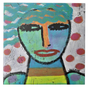 Rapariga com pintura de Abstrato de pontos no Cons