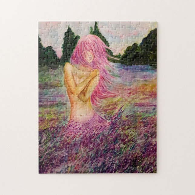 Rapariga com pintura de Quebra-cabeça Aroma Lavand (Vertical)