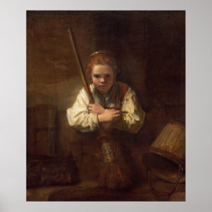 Rapariga com vassoura - Poster Rembrandt de arte