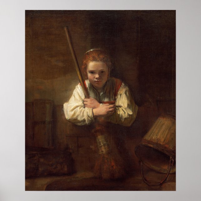 Rapariga com vassoura - Poster Rembrandt de arte (Frente)