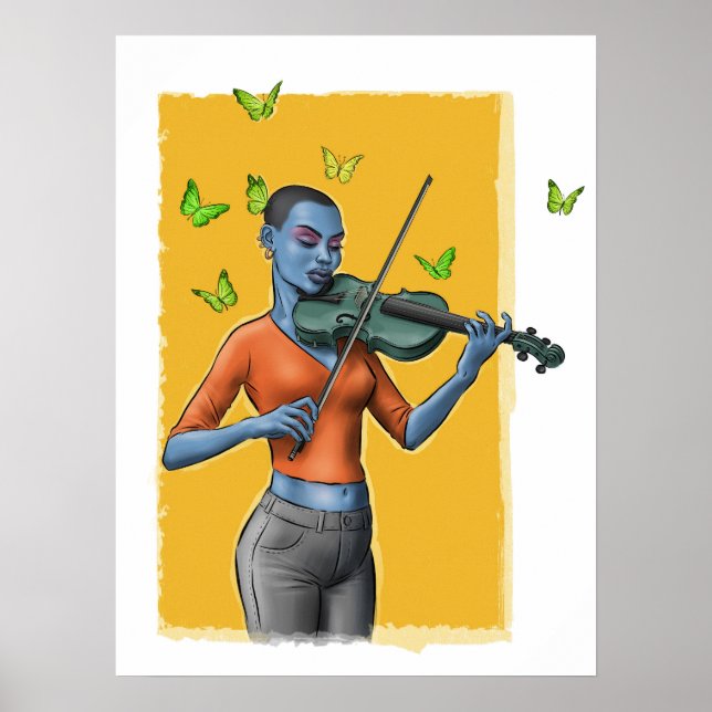 Rapariga da Fiddler - Poster de Arte Violina Surre (Frente)