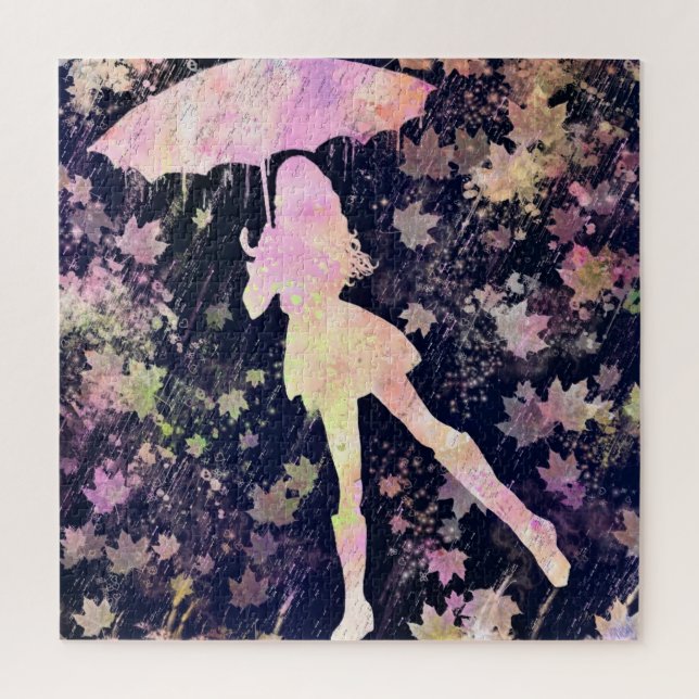 Rapariga Dançando na Chuva Quebra-cabeça - Pintura (Vertical)