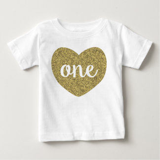 Rapariga de Aniversário Uma Camisa Glitter Dourada