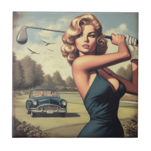 Rapariga de Golfe Retro