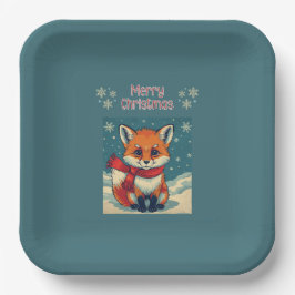 Rapariga de Natal Fox Prato de Papel Aconchegante