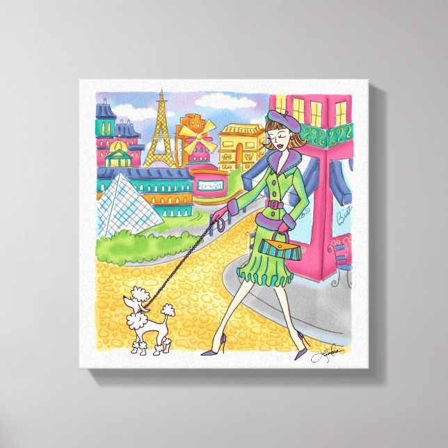 Rapariga de Paris ilustra Canvas arte (Frente)