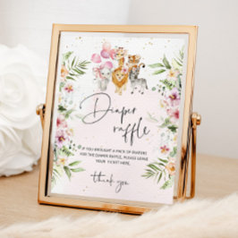 Rapariga de safari floral poster de fralda