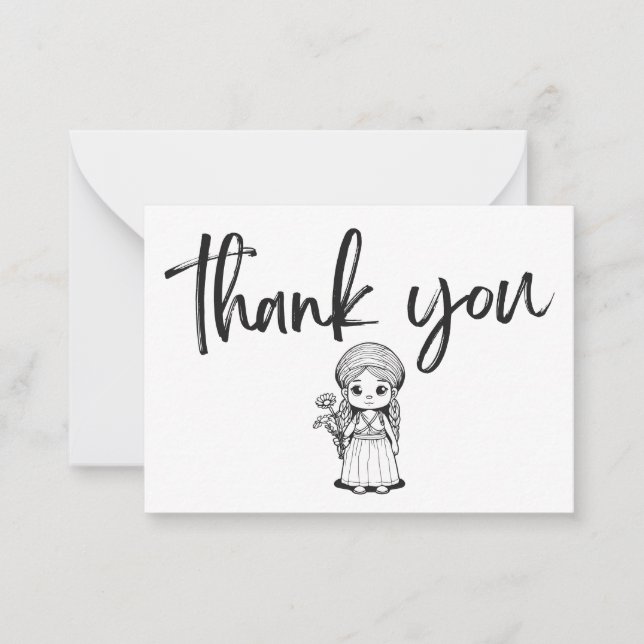 Rapariga de Woodland com Cartões de agradecimentos (Frente)