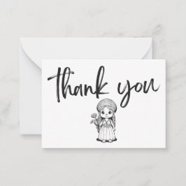 Rapariga de Woodland com Cartões de agradecimentos