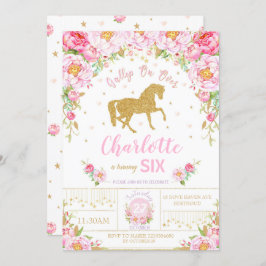 Rapariga do Convite de Aniversário para Cavalos Fl