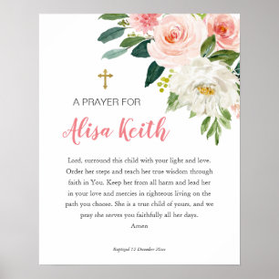 Rapariga Floral Imprimível Baptism Gift Poster