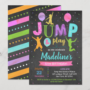 Rapariga Jump Trampoline Park Convite de Aniversá