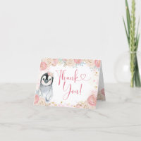 Rapariga Penguin Winter Snowflake Cartões de agrad