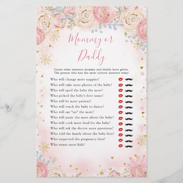 Rapariga Penguin Winter Snowflake Mamãe ou Jogos P (Frente)