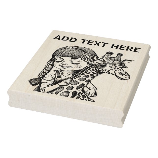 Rapariga Personalizada E Girafa - Carimbo De Arte  (Carimbo)