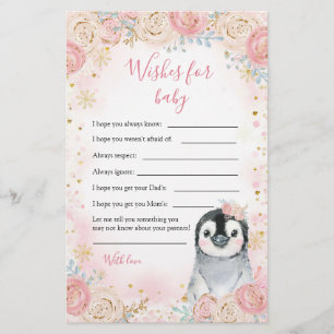 Rapariga Pinguim Inverno Floco de Neve Deseja Bebê