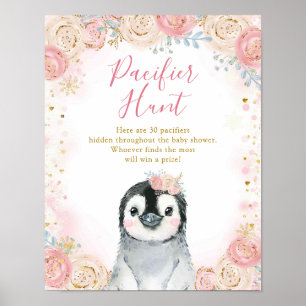 Rapariga Pinguim Inverno Floco de Neve Poster