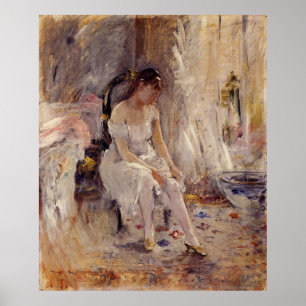 Rapariga que pôr sobre suas meias - poster