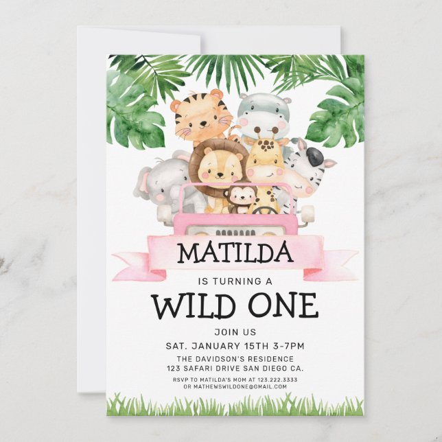 Rapariga Selva Safari Selvagem Um Convite De Anive (Frente)