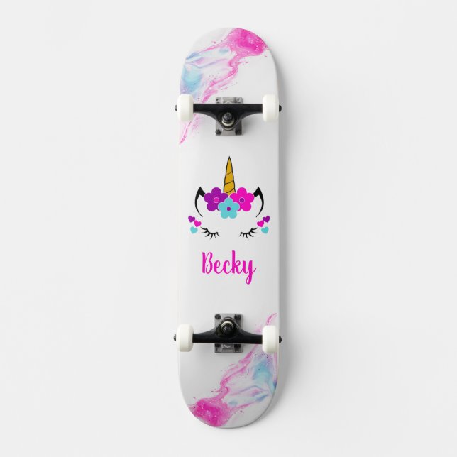 Rapariga Unicorn skate com nome (Frente)