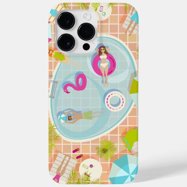 Raparigas Bikini e caras jogando piscina de nataçã (Verso)