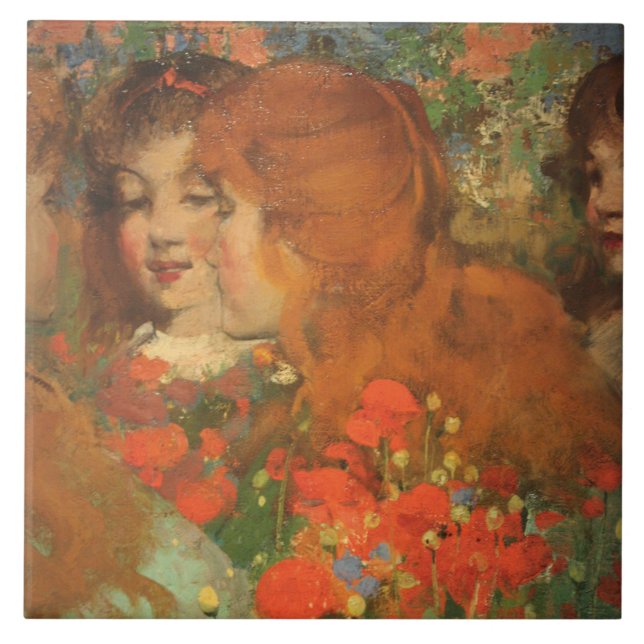 Raparigas com papagaios vermelhos (por George Henr (Frente)