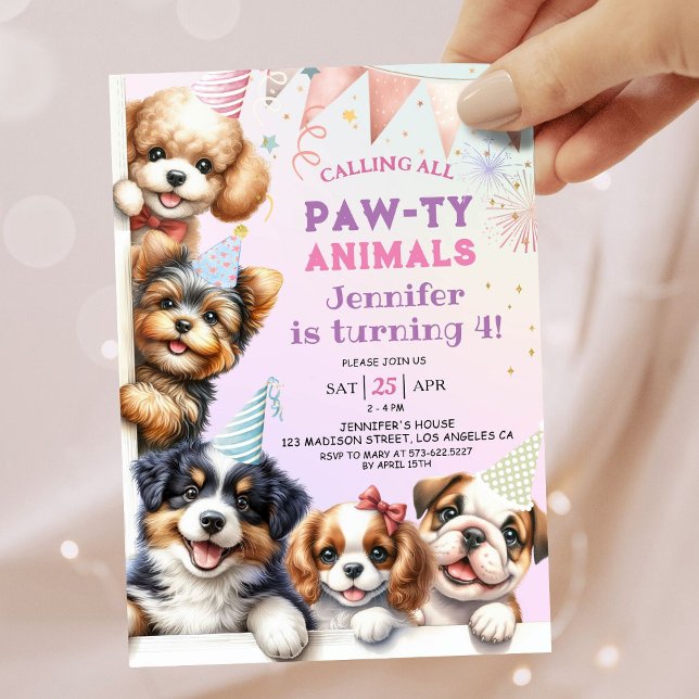 Raparigas Cuppy DEIXA Pawty 4º Convite de Aniversá (Criador carregado)