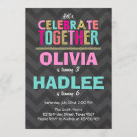 Raparigas gêmeas convites de aniversário juntas ro