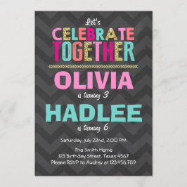 Raparigas gêmeas convites de aniversário juntas ro