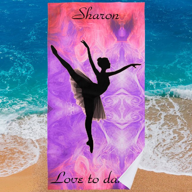 Raparigas "Love to Dance" Toalha de Praia Rosa e P (Criador carregado)