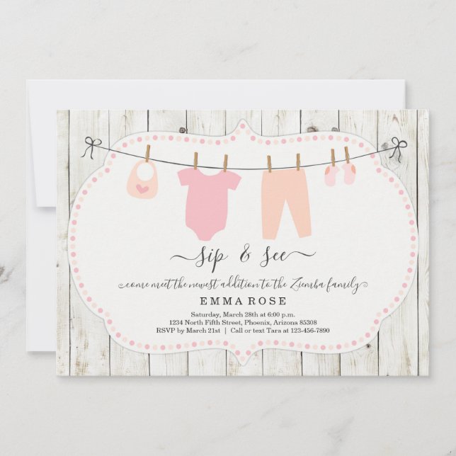 Raparigas Personalizadas Sip e Veja Convite - Russ (Frente)