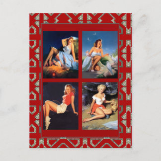 Raparigas Pin up de Arte em Cartão Postal Impressã