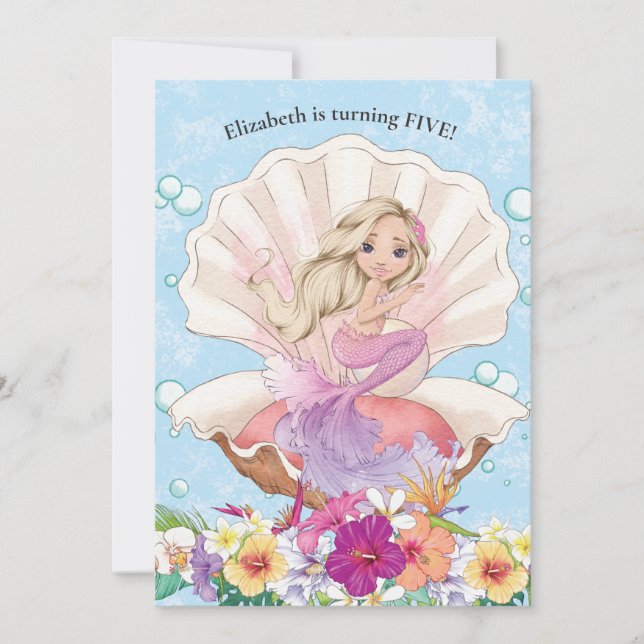 Raparigas Sereias Sob Convite De Aniversário Do Ma (Frente)