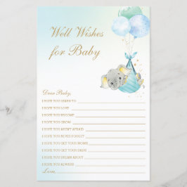 Rapaz Elefante Balões Bem Deseja Chá de fraldas