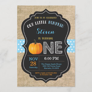 Rapaz Pumpkin Primeiro Convite De Aniversário