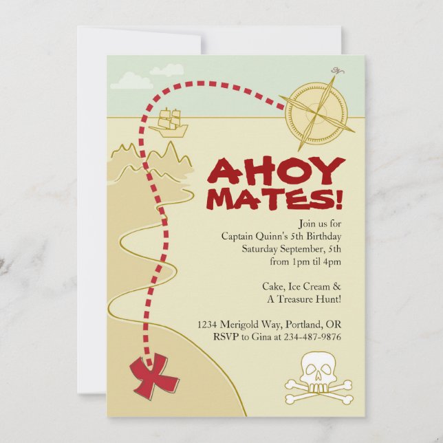Rapazes piratas e convites para navios piratas (Frente)