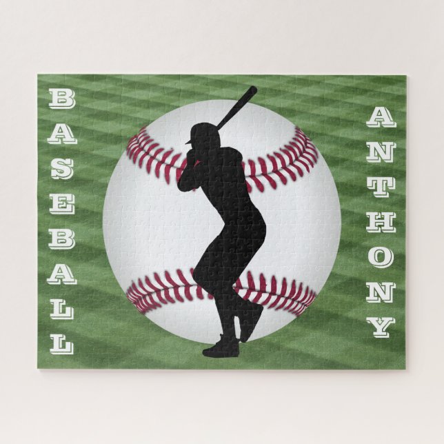 Rapazes, Quebra-cabeça de Baseball com o Nome Dele (Horizontal)