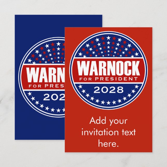 Raphael Warnock para Presidente 2028 (Frente/Verso)
