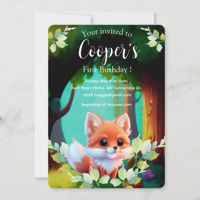 Raposa-branca desenhando animais florestais amigos (Frente)