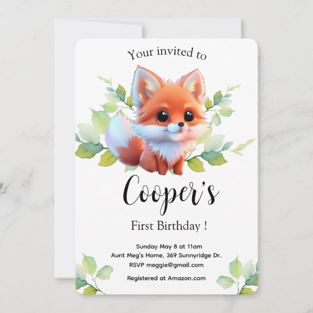 Raposa-branca desenhando animais florestais amigos (Frente)