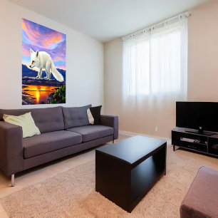 Raposa branca e adorável   AI Art Poster