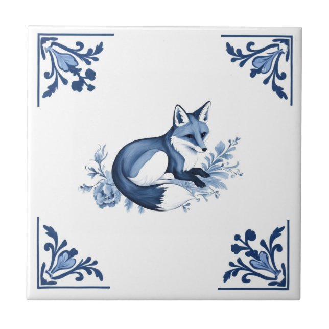 Raposa com Flourar Azul Delft e Canto Branco (Frente)