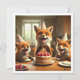 Raposa comendo bolo, raposas convite de aniversári